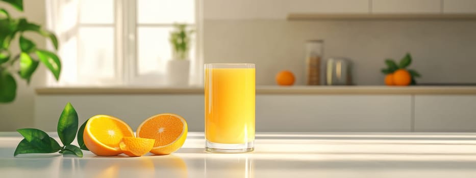 glass of fresh orange juice, Generative AI, drink