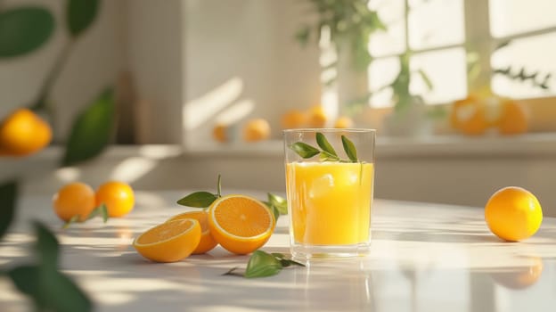 glass of fresh orange juice, Generative AI, drink