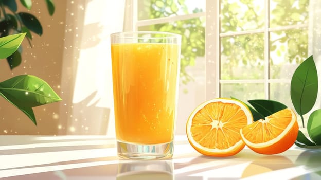 glass of fresh orange juice, Generative AI, drink