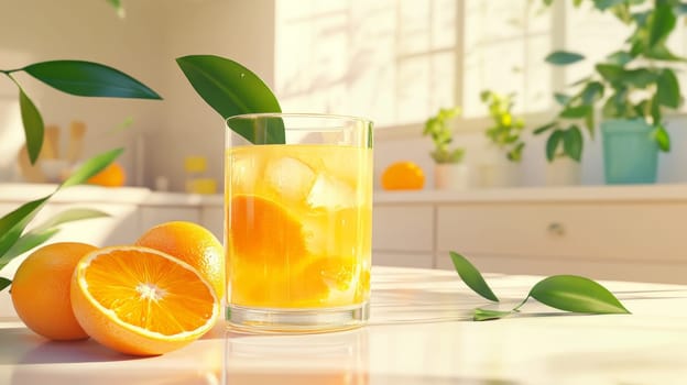 glass of fresh orange juice, Generative AI, drink