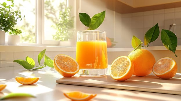 glass of fresh orange juice, Generative AI, drink