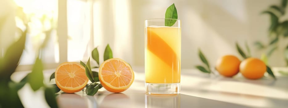 glass of fresh orange juice, Generative AI, drink