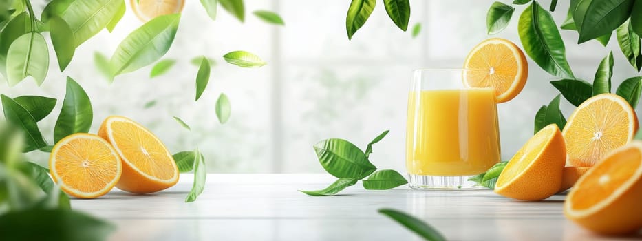 glass of fresh orange juice, Generative AI, drink