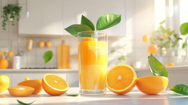 glass of fresh orange juice, Generative AI, drink