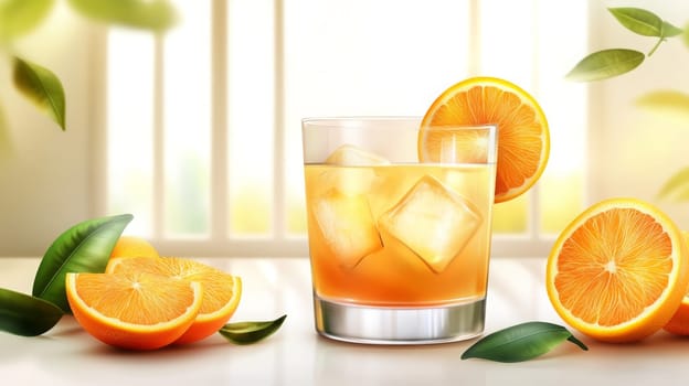 glass of fresh orange juice, Generative AI, drink