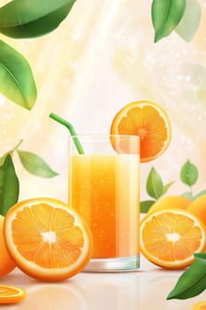 glass of fresh orange juice, Generative AI, drink