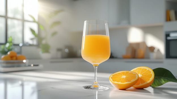 glass of fresh orange juice, Generative AI, drink