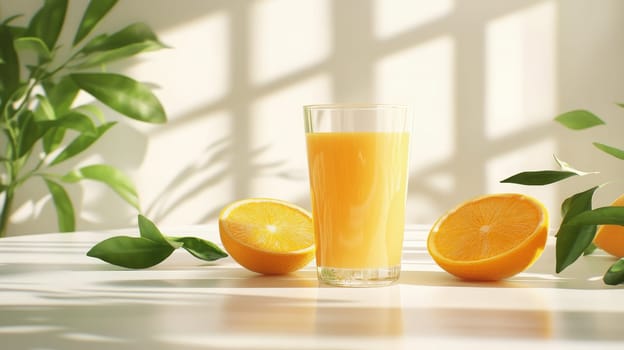 glass of fresh orange juice, Generative AI, drink