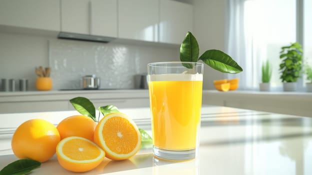 glass of fresh orange juice, Generative AI, drink