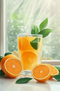 glass of fresh orange juice, Generative AI, drink