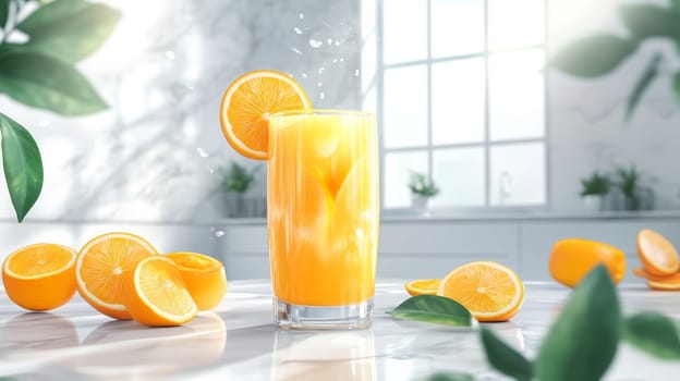 glass of fresh orange juice, Generative AI, drink