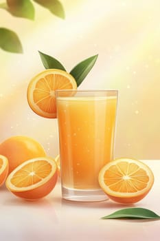 glass of fresh orange juice, Generative AI, drink