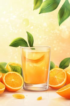 glass of fresh orange juice, Generative AI, drink