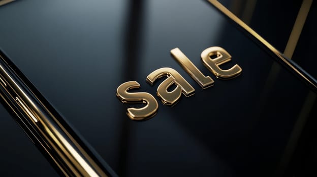 SALE 3D golden isolated selective focus. Generative AI, Generative AI, symbols