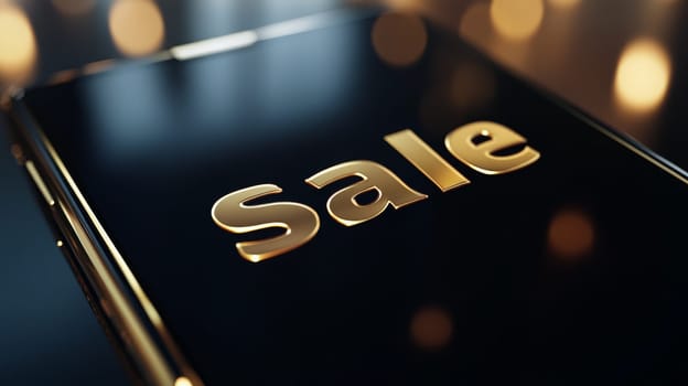 SALE 3D golden isolated selective focus. Generative AI, Generative AI, symbols