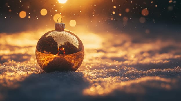 Christmas balls hang on the tree branches. Generative AI, holidays