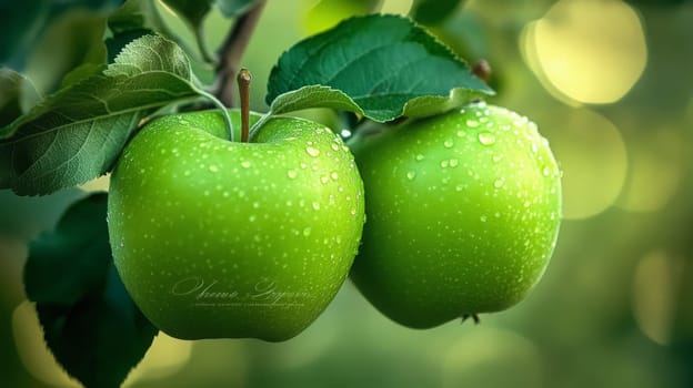 apples grow on a tree with orchard, Generative AI, food