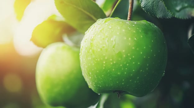 apples grow on a tree with orchard, Generative AI, food