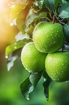 apples grow on a tree with orchard, Generative AI, food