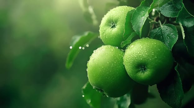 apples grow on a tree with orchard, Generative AI, food