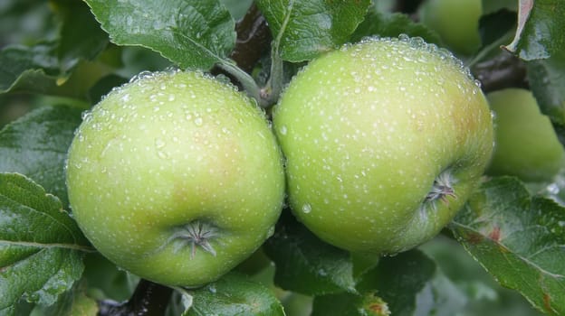 apples grow on a tree with orchard, Generative AI, food