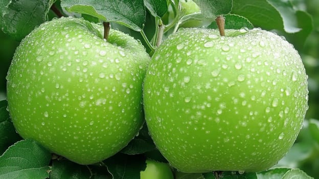 apples grow on a tree with orchard, Generative AI, food
