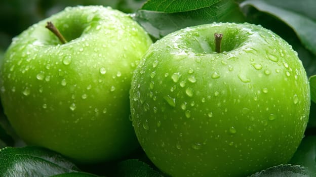 apples grow on a tree with orchard, Generative AI, food