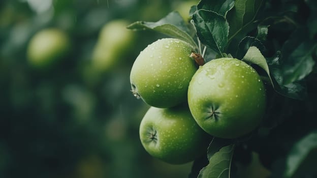 apples grow on a tree with orchard, Generative AI, food