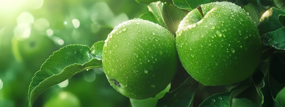 apples grow on a tree with orchard, Generative AI, food