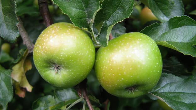 apples grow on a tree with orchard, Generative AI, food