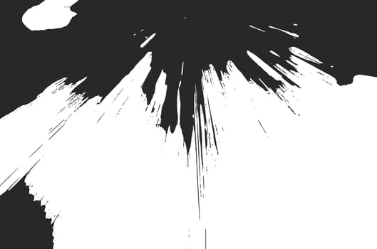 A black spot of flowing paint on a white background