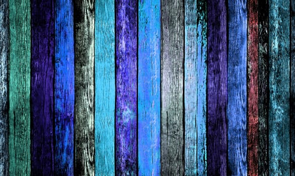 Background image of an old blue vertical board in close-up