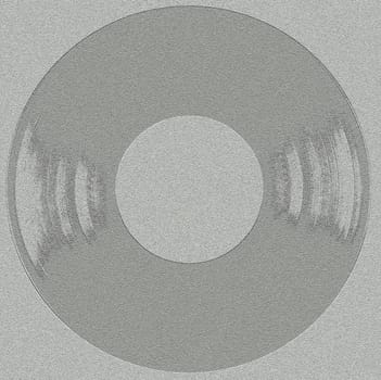 Abstract layout of a gray vinyl record highlighted on a gray rough background by a clipping contour