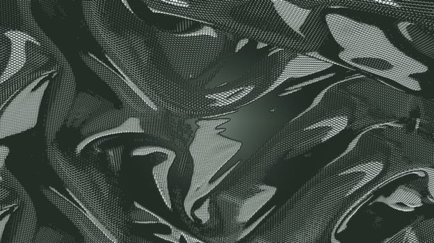Abstract glossy pattern of black ribbed spots on a gray rough background