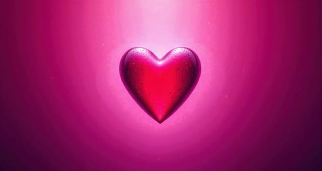 A heart is floating in a pink background. The heart is surrounded by a pink glow, giving it a warm and romantic feel