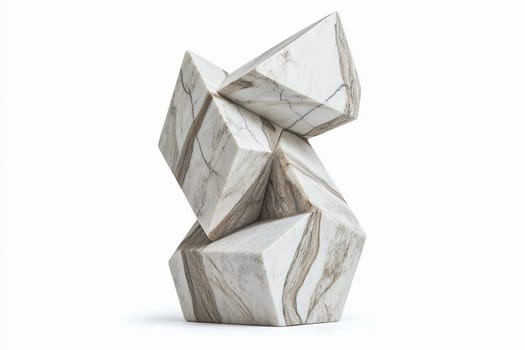 A stunning marble sculpture stands out in an elegantly designed space, showcasing modern art.