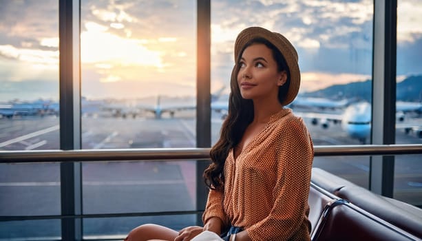 pretty young woman traveller, AI generated image
