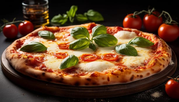 pizza margherita baked food, AI generated image