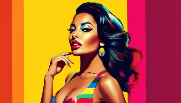 pretty young woman pop art style illustration, AI generated image