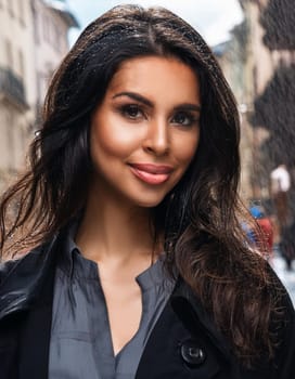 pretty young woman in the pouring rain, AI generated image
