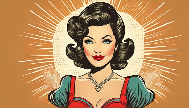 pretty young pin up woman illustration, AI generated image