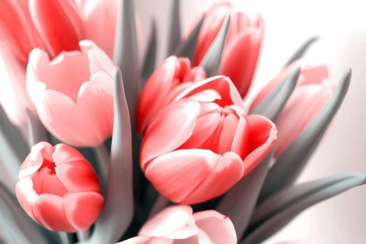 tulip bouquet flowers nature spring flora red white green plants biology botanical garden generated ai alt. High quality 3d illustration