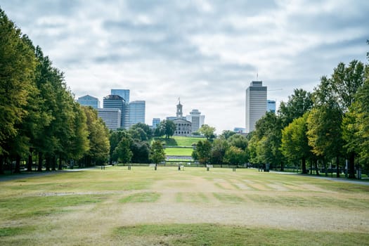 View of Tennessee Capitol building from Bicentennial Capitol Mall State Park in Nashville, Tennessee