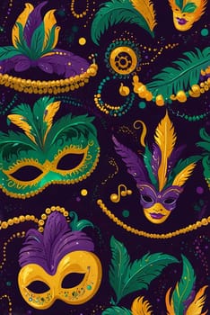 Vibrant collection of colorful and decorative carnival masks in ornate designs