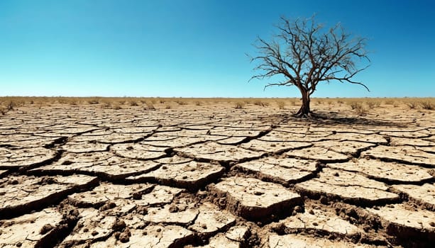 Climate crisis - parched desert landscape reflecting water scarcity