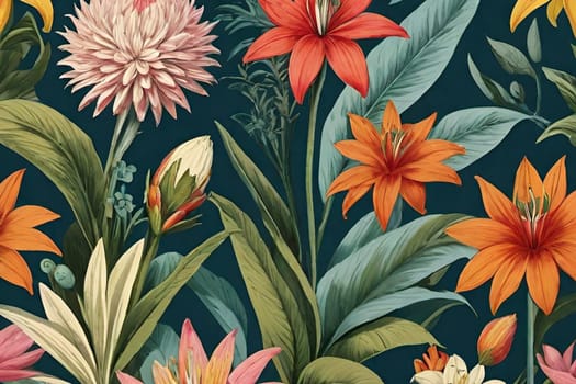 Art deco decor flowers nature design alt illustration wallpaper poster blossom green nature leaves summer generated ai. High quality 3d illustration