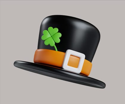 A vibrant set of festive 3D top hats adorned with lucky clovers, perfect for St. Patrick's Day celebrations and decorations.