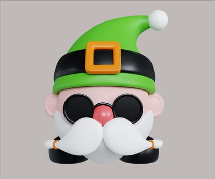 A fun set of quirky 3D elf characters sporting unique sunglasses, ideal for holiday designs and festive cheer.