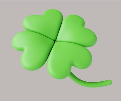 A set of playful 3D heart-shaped clovers symbolizing good luck, ideal for St. Patrick's Day designs and festive decorations.