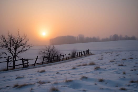 sunrise sunset winter nature snow sky landscape background evening travel generated ai alt. High quality illustration
